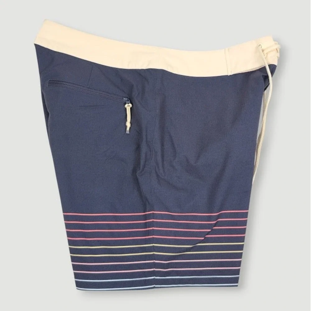 Marine Layer Striped Board Shorts Mens 32 Blue Resort Beach Surf Swimwear